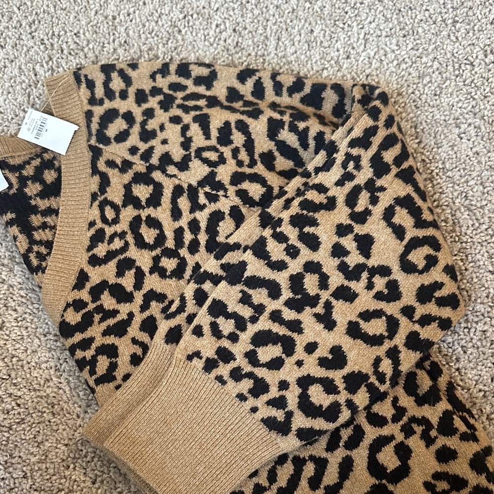 Old Navy Tan and Black Animal Print Sweater